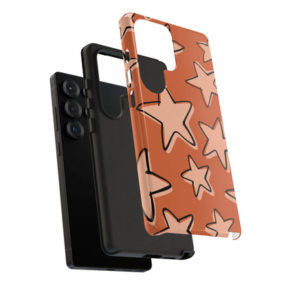 Burnt Orange Doodle Star Phone Case