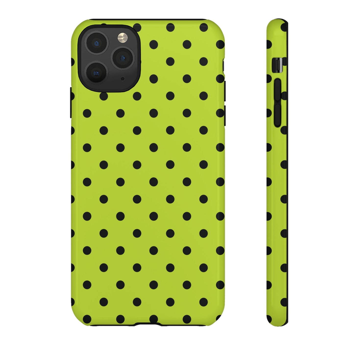Trendy Neon Lime Green & Black Dot Pattern Phone Case