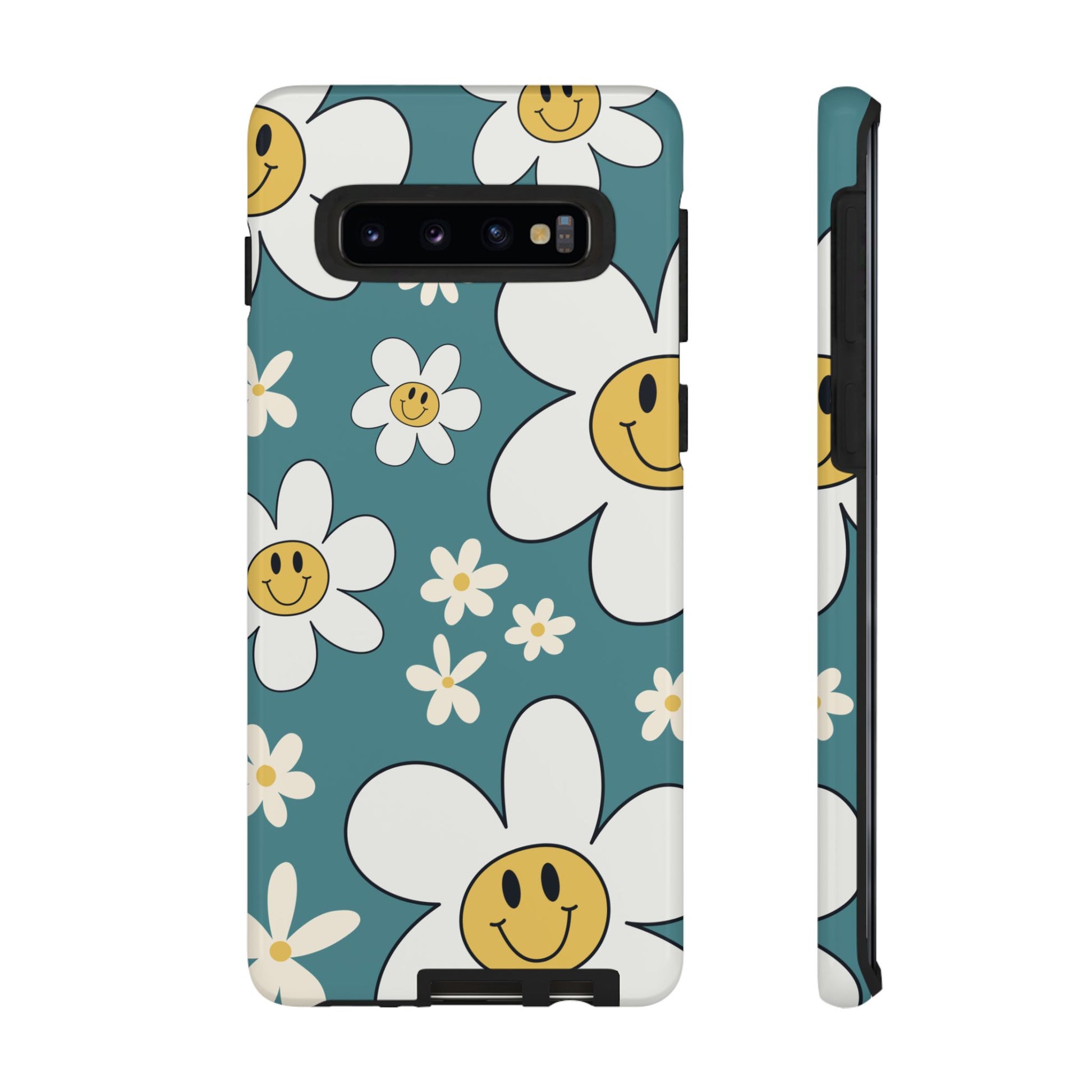 Fun Retro Daisy Pattern with Light Blue Background Phone Case - Blue Phone Case
