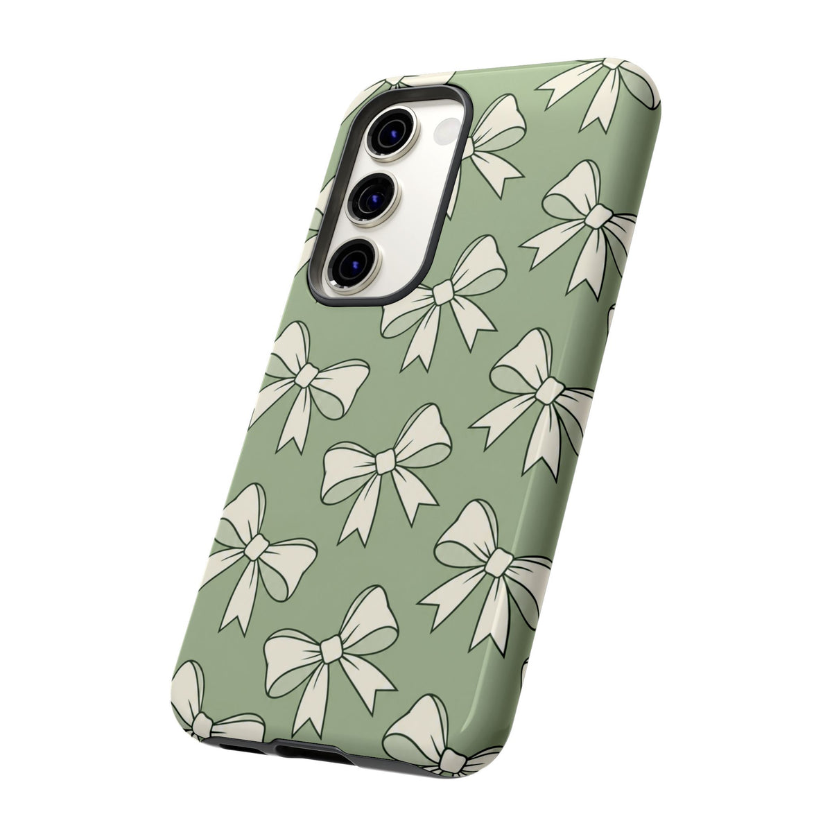 Chic Sage Green Bow Pattern Phone Case