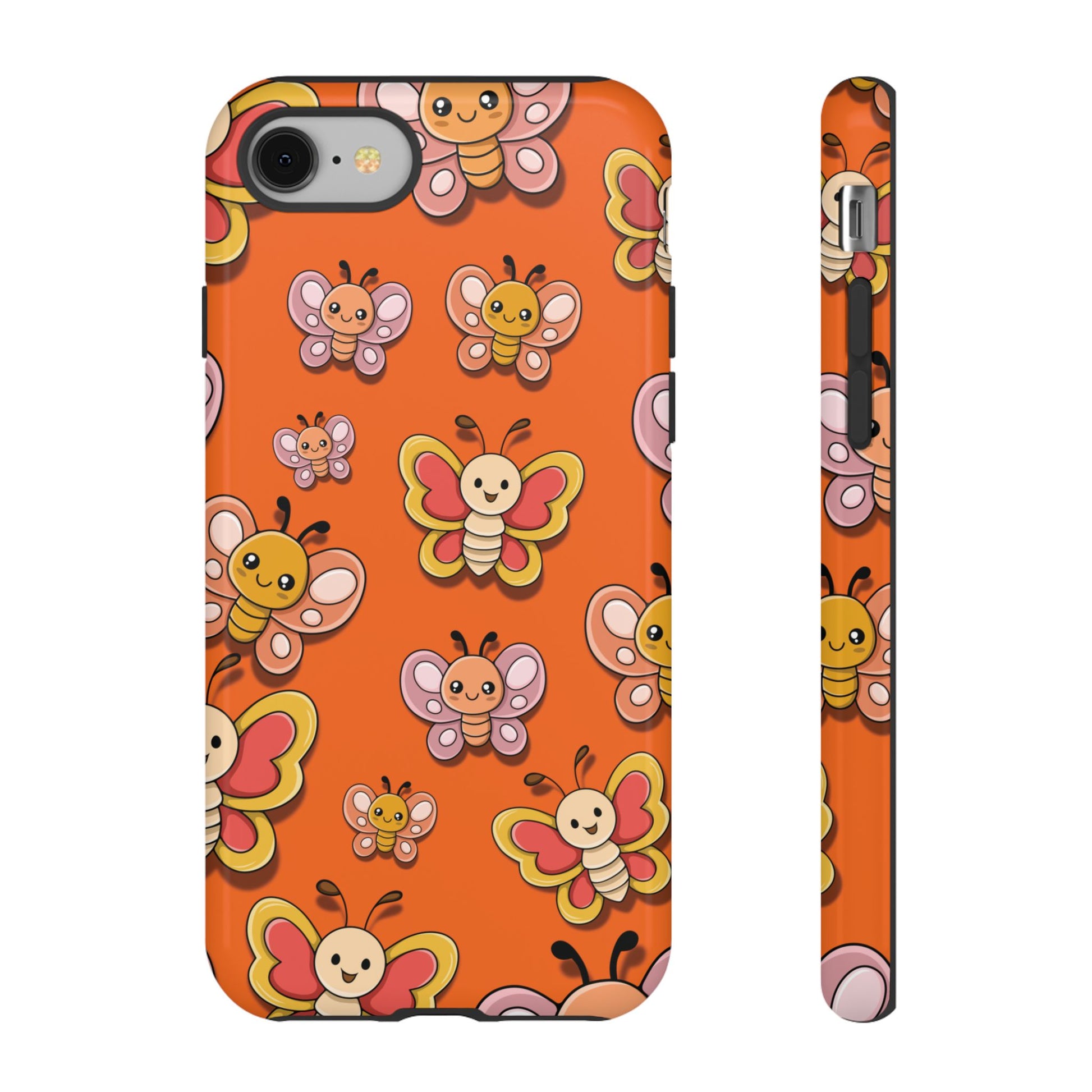 Orange Butterfly Sticker Design Phone Case - Orange Phone Case - iPhone 8 / Glossy