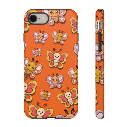 iPhone 8 / Glossy Phone Case - Orange Butterfly Sticker Design Phone Case