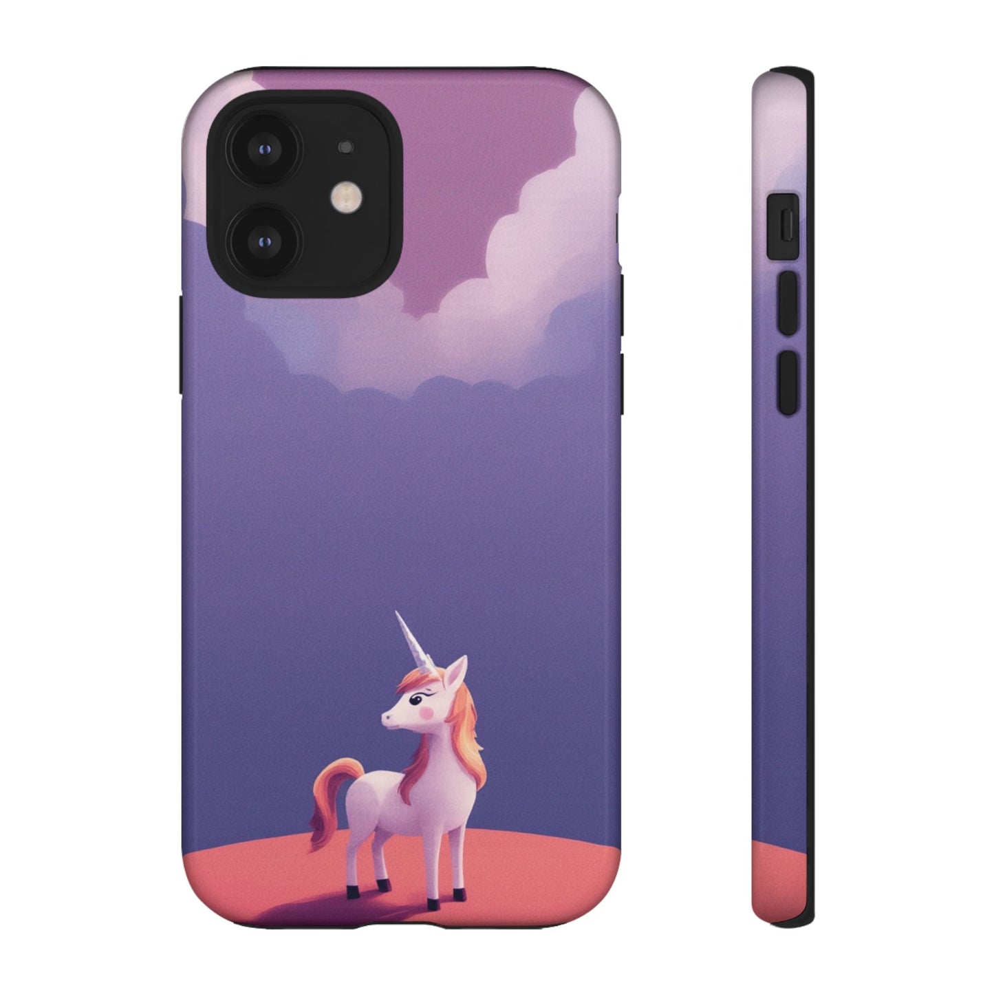 iPhone 12 / Glossy Phone Case - Cute Unicorn & Cloud Design Phone Case