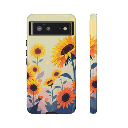 Google Pixel 6 / Glossy Phone Case - Modern Flat Sunflower Design Phone Case