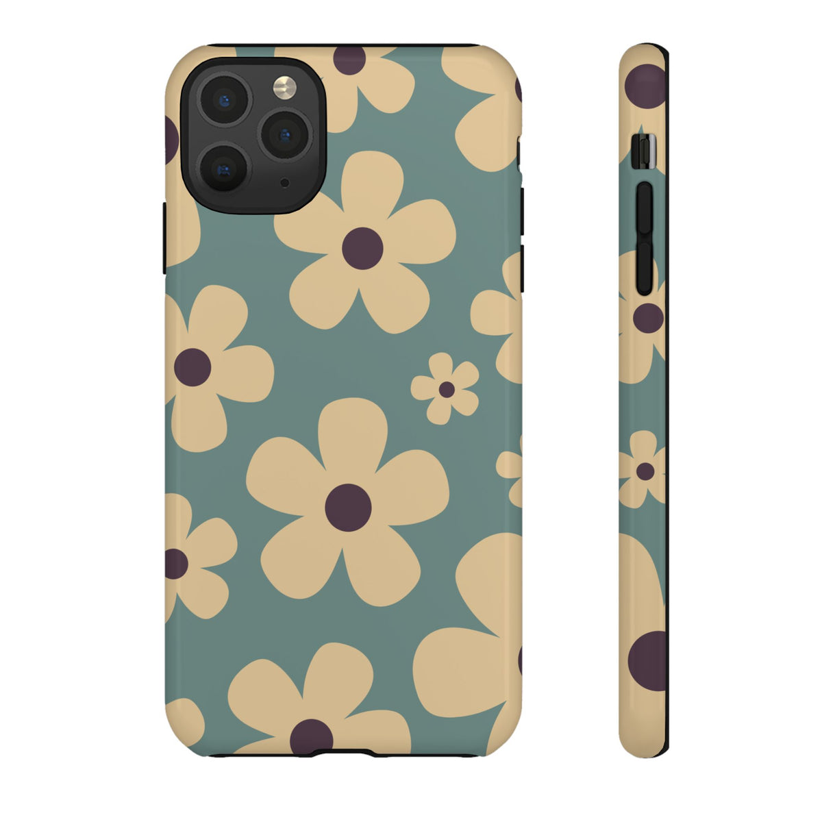 Cute Blue & Cream Daisy Pattern Phone Case - Blue Phone Case - iPhone 11 Pro Max / Glossy