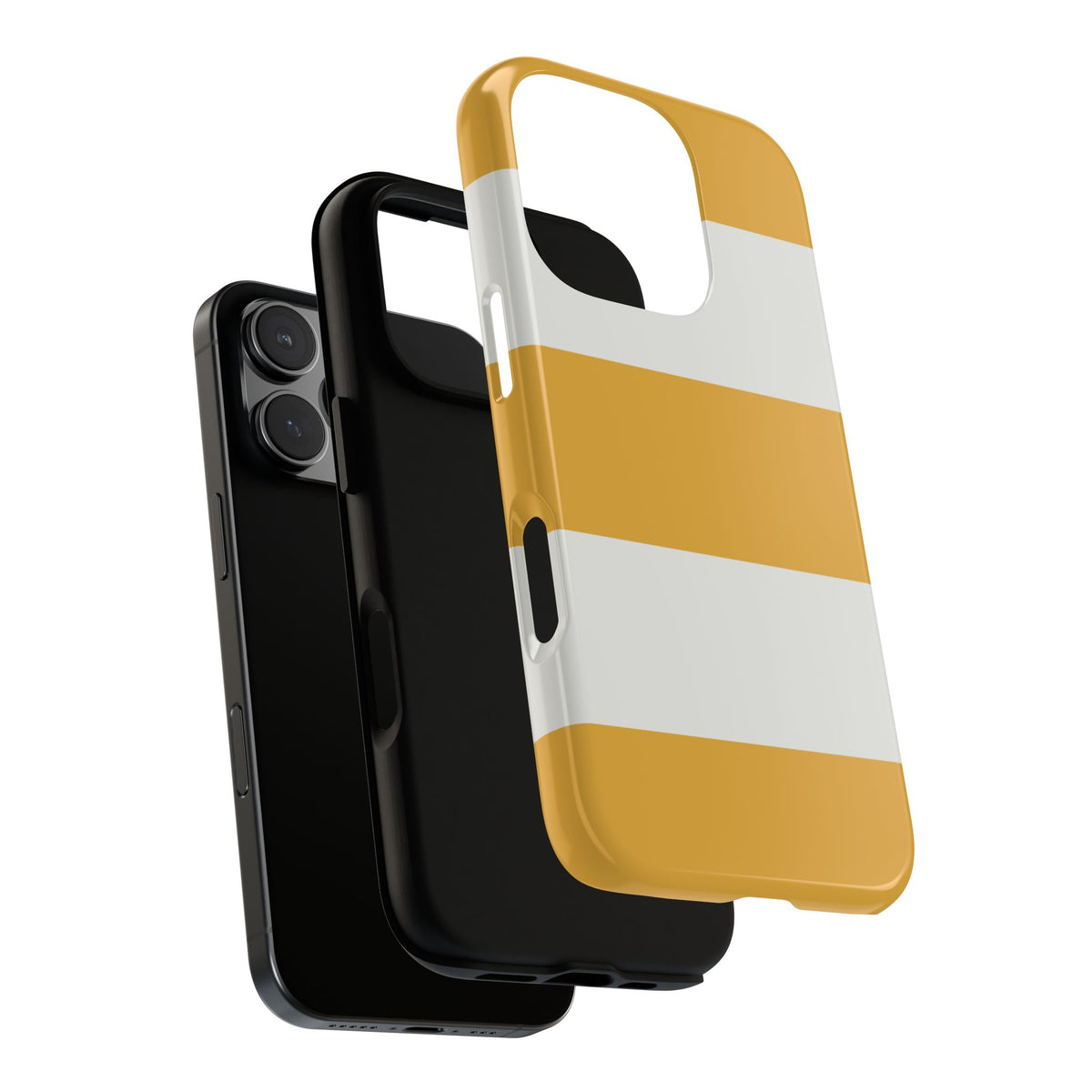 Yellow & White Horizontal Stripe Pattern Phone Case - Yellow Phone Case