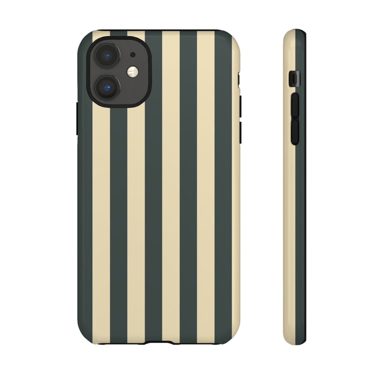 Green & Beige Stripe Pattern Phone Case - Green Phone Case - iPhone 11 / Glossy