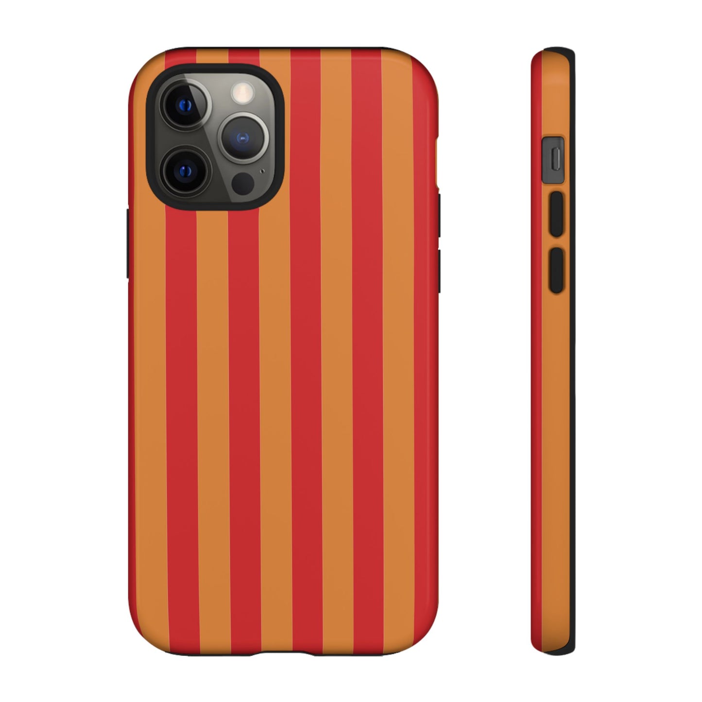 iPhone 12 Pro / Glossy Phone Case - ’Orange & Red Stripe Pattern’ Phone Case