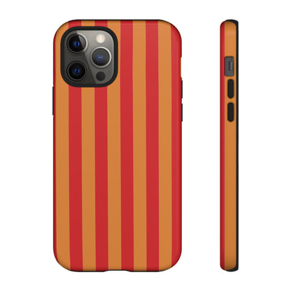 iPhone 12 Pro / Glossy Phone Case - ’Orange & Red Stripe Pattern’ Phone Case