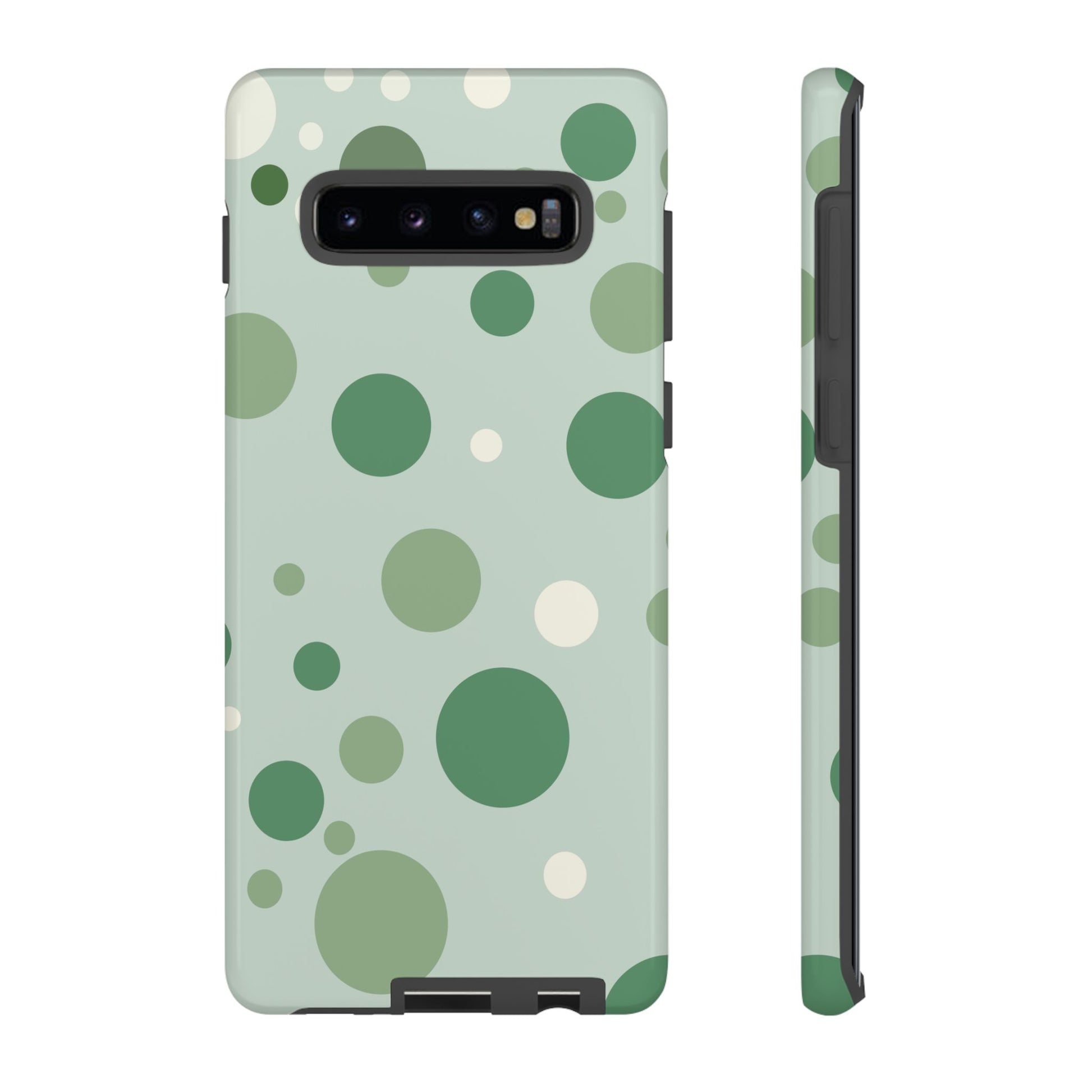 Samsung Galaxy S10 Plus / Glossy Phone Case - ’Bold Green Dot Pattern’ Phone Case
