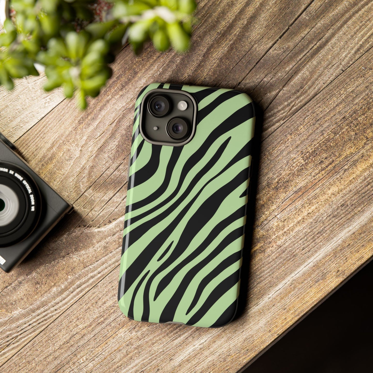 Modern Mint Zebra Print Phone Case