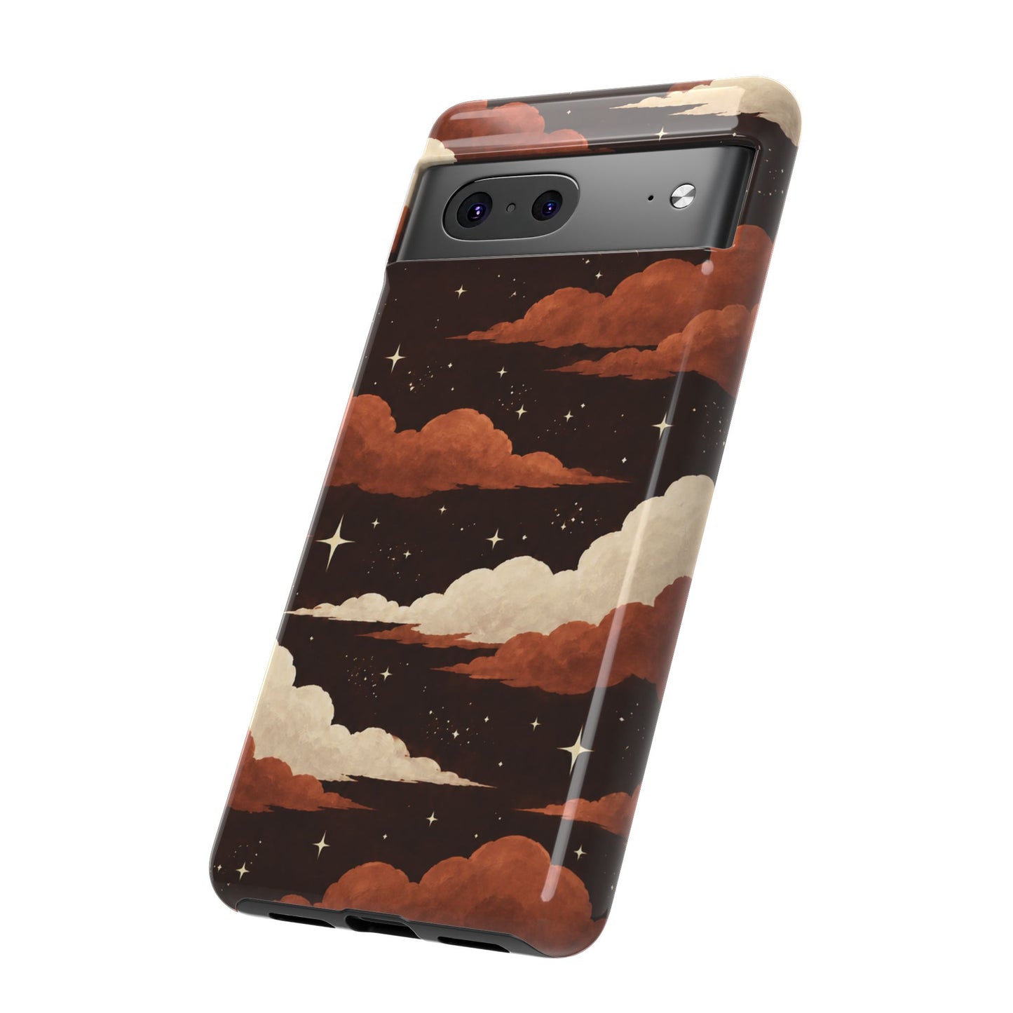 Illustrated Burnt Orange Clouds & Stars Phone Case
