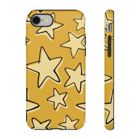 Golden Yellow Doodle Star Phone Case