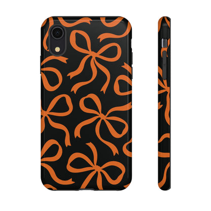 Bold Black and Burnt Orange Bow Pattern Phone Case