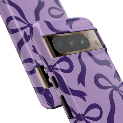 Bold Lilac and Deep Purple Bow Pattern Phone Case - Purple Phone Case