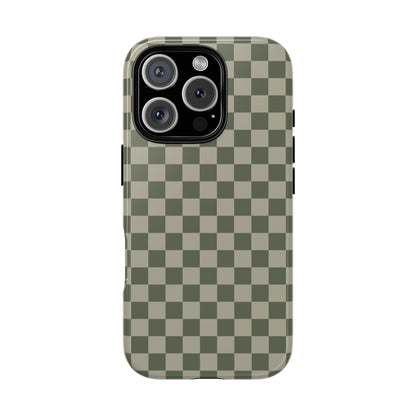 Bold Olive Green Checked Pattern Phone Case - Green Phone Case - iPhone 16 Pro / Glossy