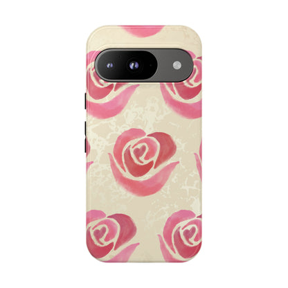 Google Pixel 9 / Glossy Phone Case - ’Pink Rose Pattern’ Phone Case