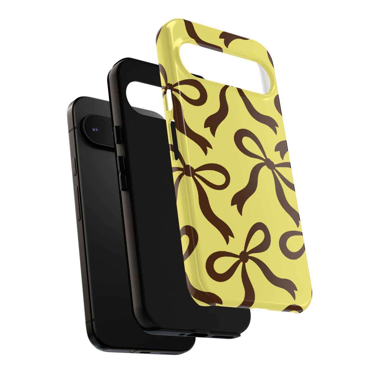 Bold Butter Yellow and Chocolate Brown Bow Pattern Phone Case - Yellow Phone Case