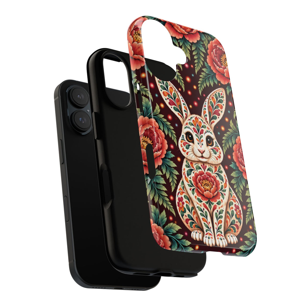 Cute Terracotta and Teal Calavera Bunny Phone Case - Phone Case
