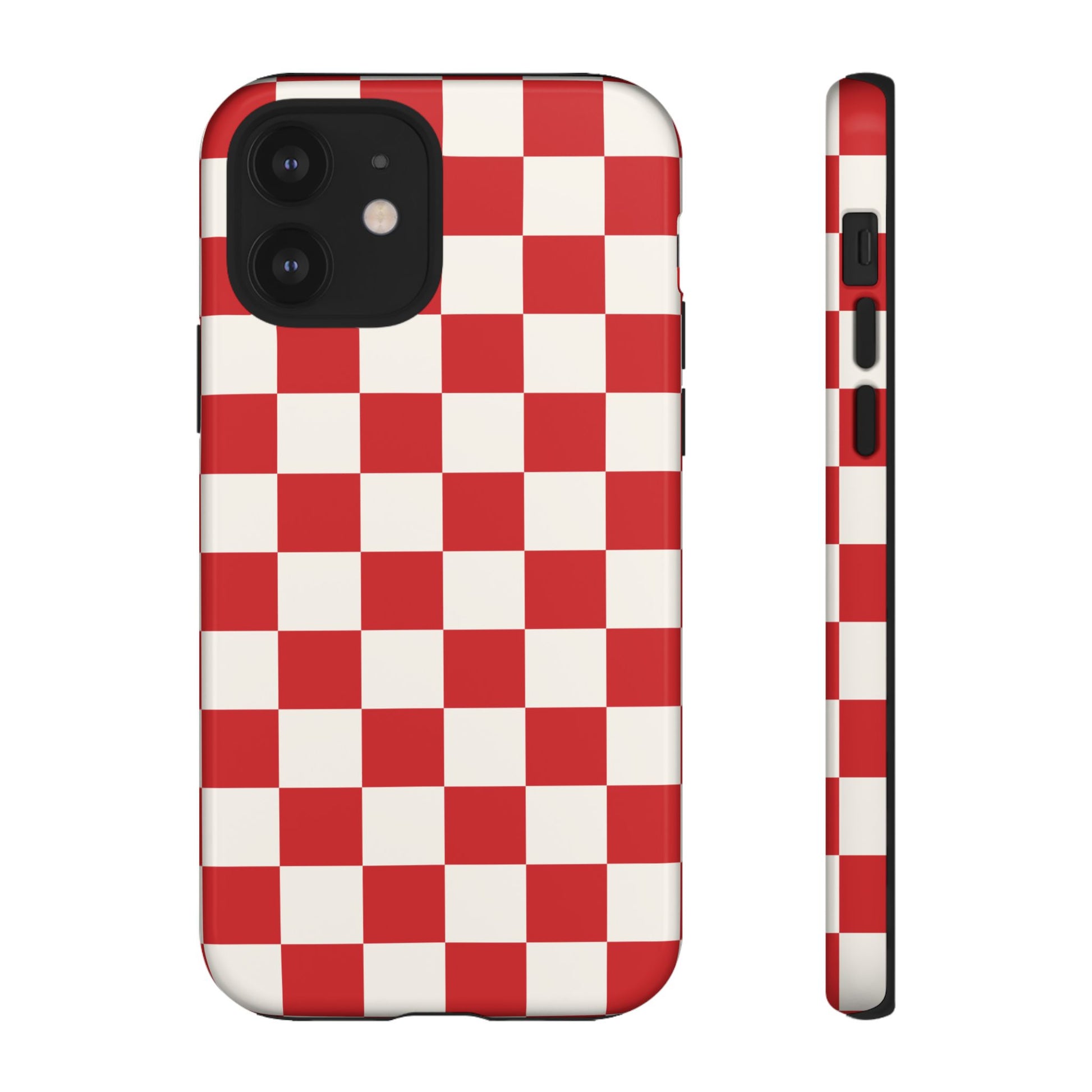 Red Checked Pattern Phone Case - Red Phone Case - iPhone 12 / Glossy
