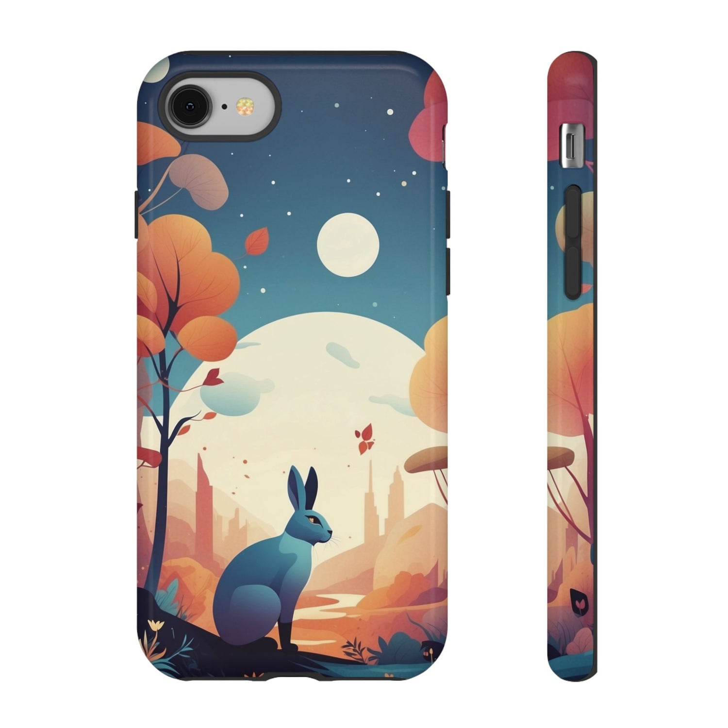 iPhone 8 / Glossy Phone Case - Stylised Blue Hare Design Phone Case