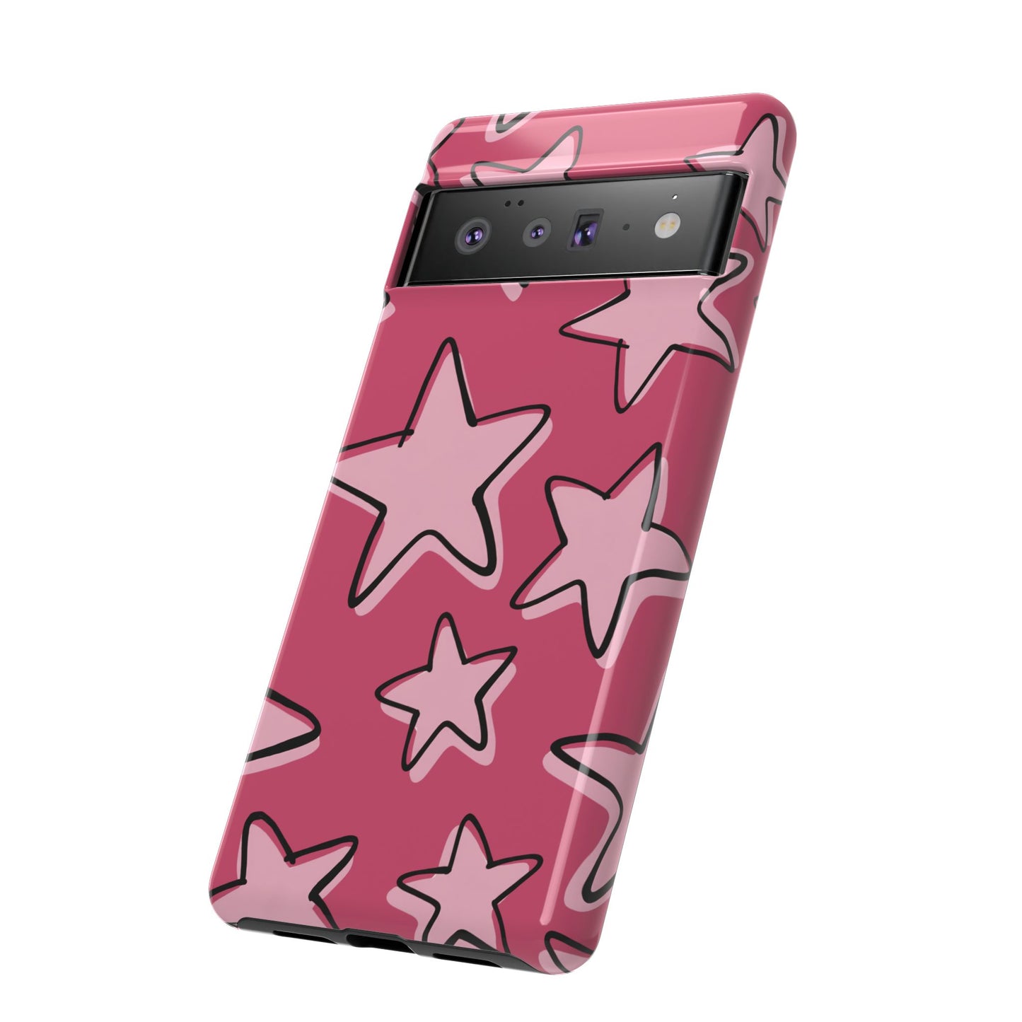 Raspberry Pink Doodle Star Phone Case