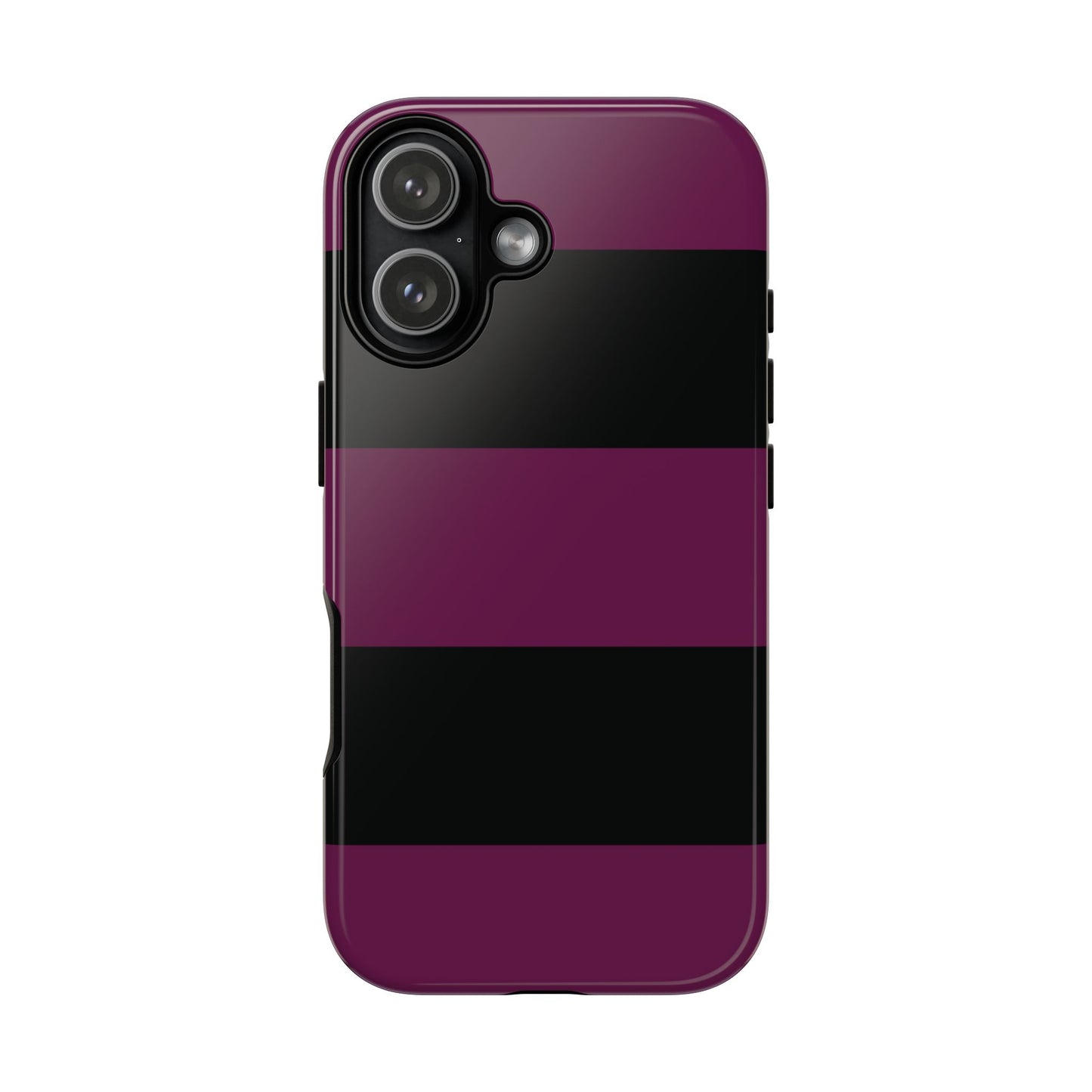 iPhone 17 / Glossy Phone Case - Purple & Black Horizontal Stripe Pattern Phone Case