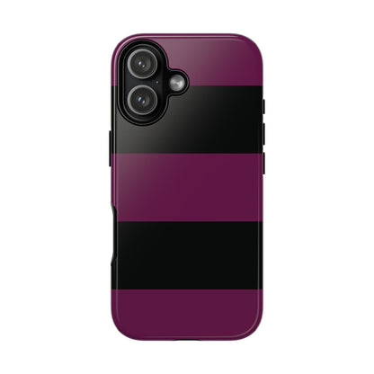 iPhone 17 / Glossy Phone Case - Purple & Black Horizontal Stripe Pattern Phone Case
