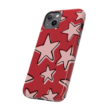 Cherry Red Doodle Star Phone Case