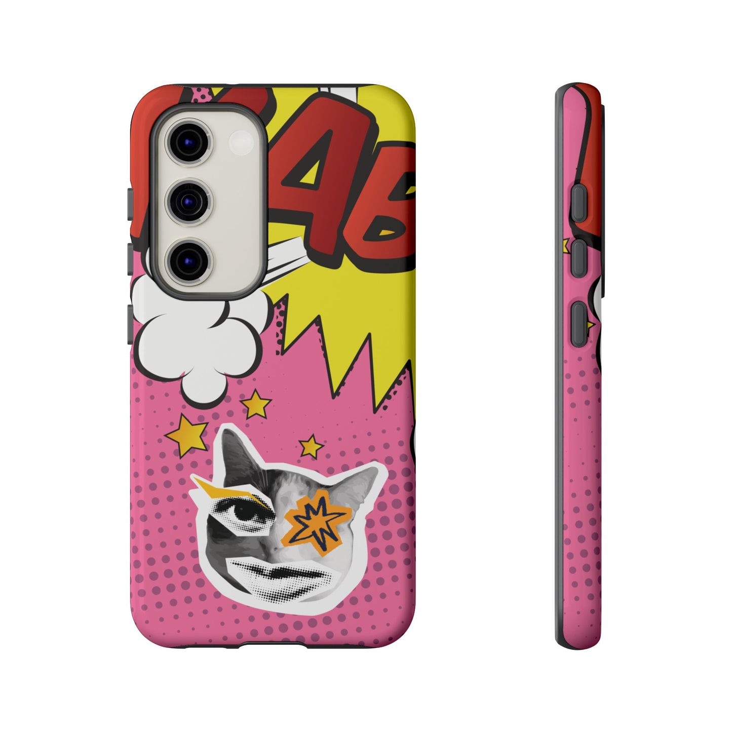 Bold Pink Pop Art Cat Phone Case - Pink Phone Case - Samsung Galaxy S23 / Glossy