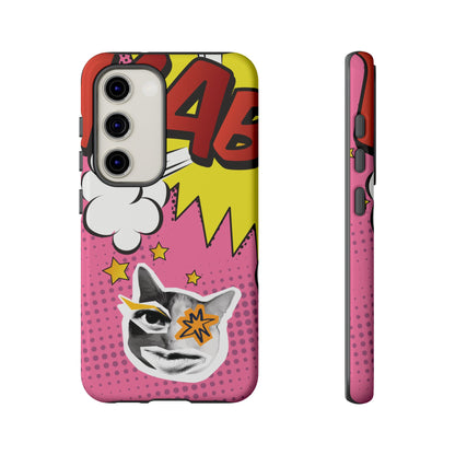 Bold Pink Pop Art Cat Phone Case - Pink Phone Case - Samsung Galaxy S23 / Glossy
