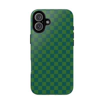 iPhone 16 Plus / Glossy Phone Case - ’Bold Green Checkered Pattern’ Phone Case