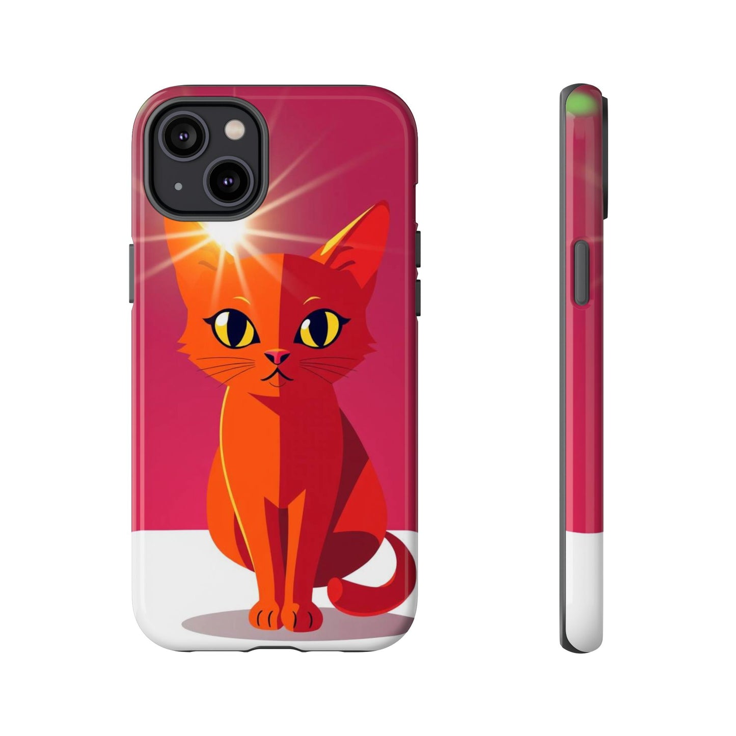 iPhone 14 Plus / Glossy Phone Case - Flashing Cat Design Phone Case