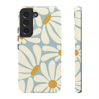 Samsung Galaxy S22 / Glossy Phone Case - ’Retro Blue Daisy Pattern’ Phone Case