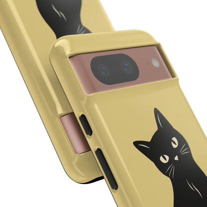 Minimalist Butter Yellow & Black Cat Phone Case