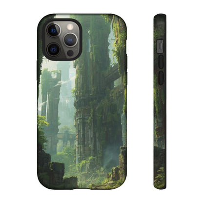 iPhone 12 Pro / Glossy Phone Case - Overgrown Future Ruins Sci-fi Phone Case
