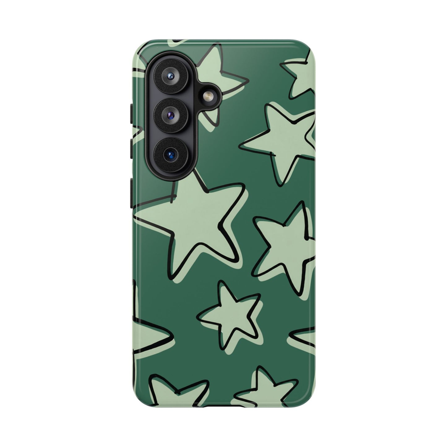 Forest Green Doodle Star Phone Case