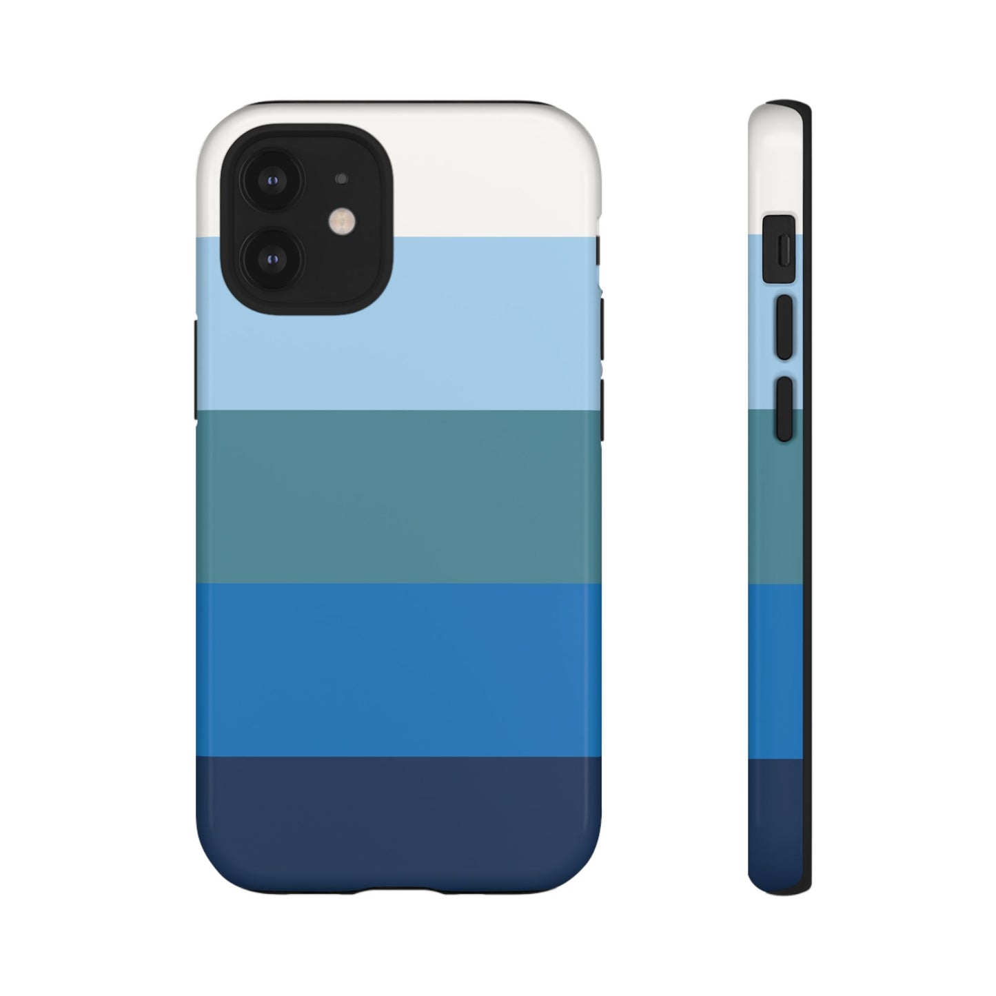 Blue and White Stripe Pattern Phone Case - Blue Phone Case - iPhone 12 Mini / Glossy