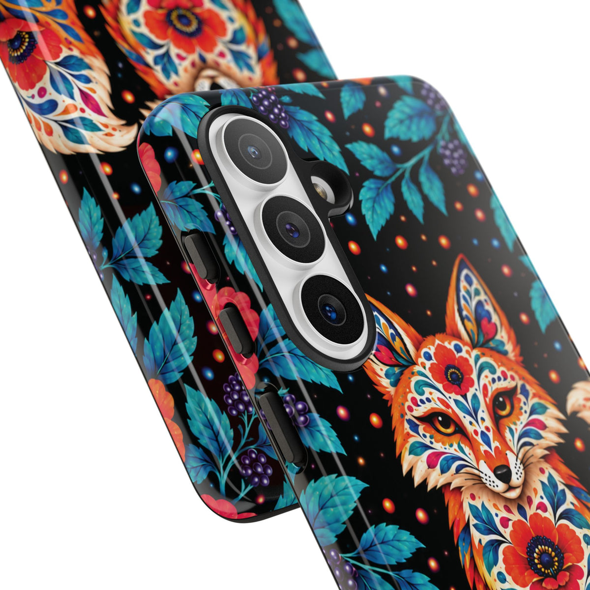 Vibrant Orange and Turquoise Calavera Fox Phone Case - Multicolor Phone Case