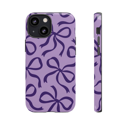 Bold Lilac and Deep Purple Bow Pattern Phone Case
