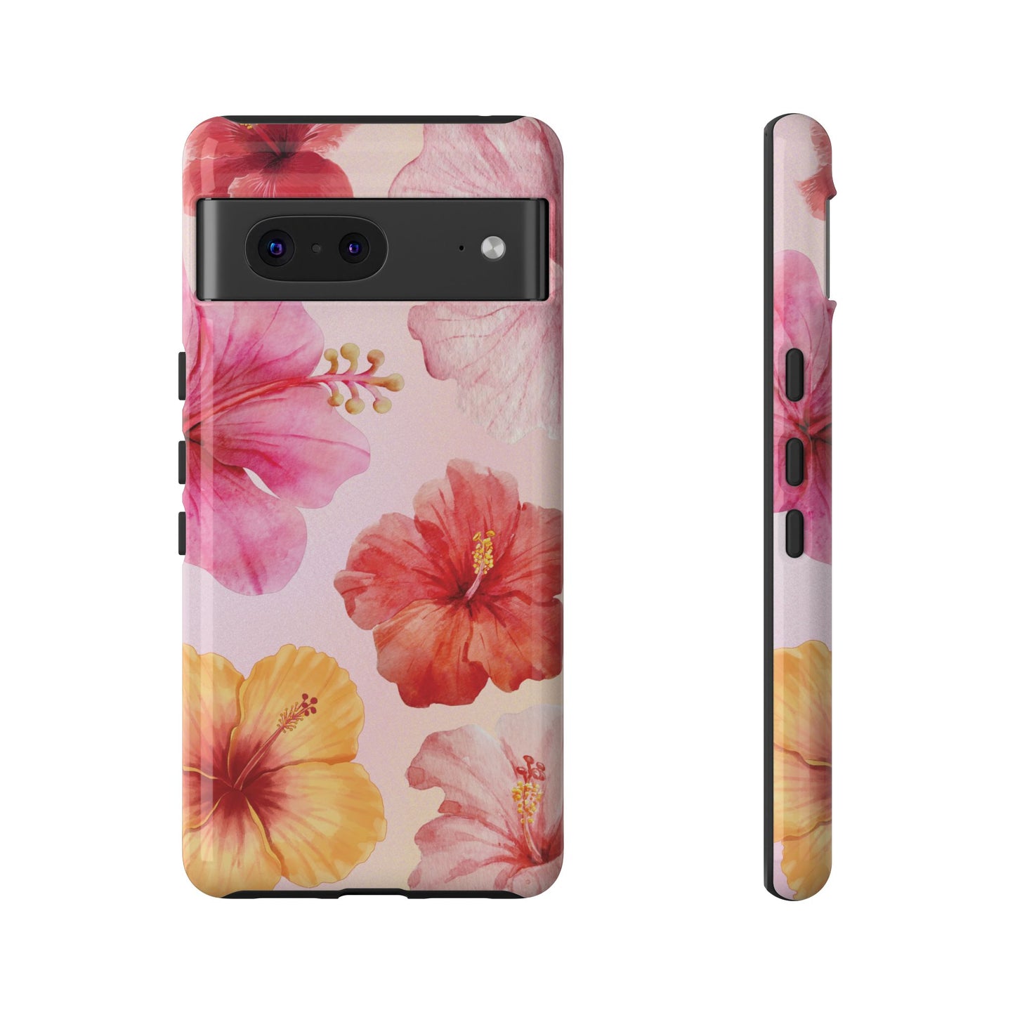 Google Pixel 7 / Glossy Phone Case - ’Pink Hibiscus Pattern #1’ Phone Case