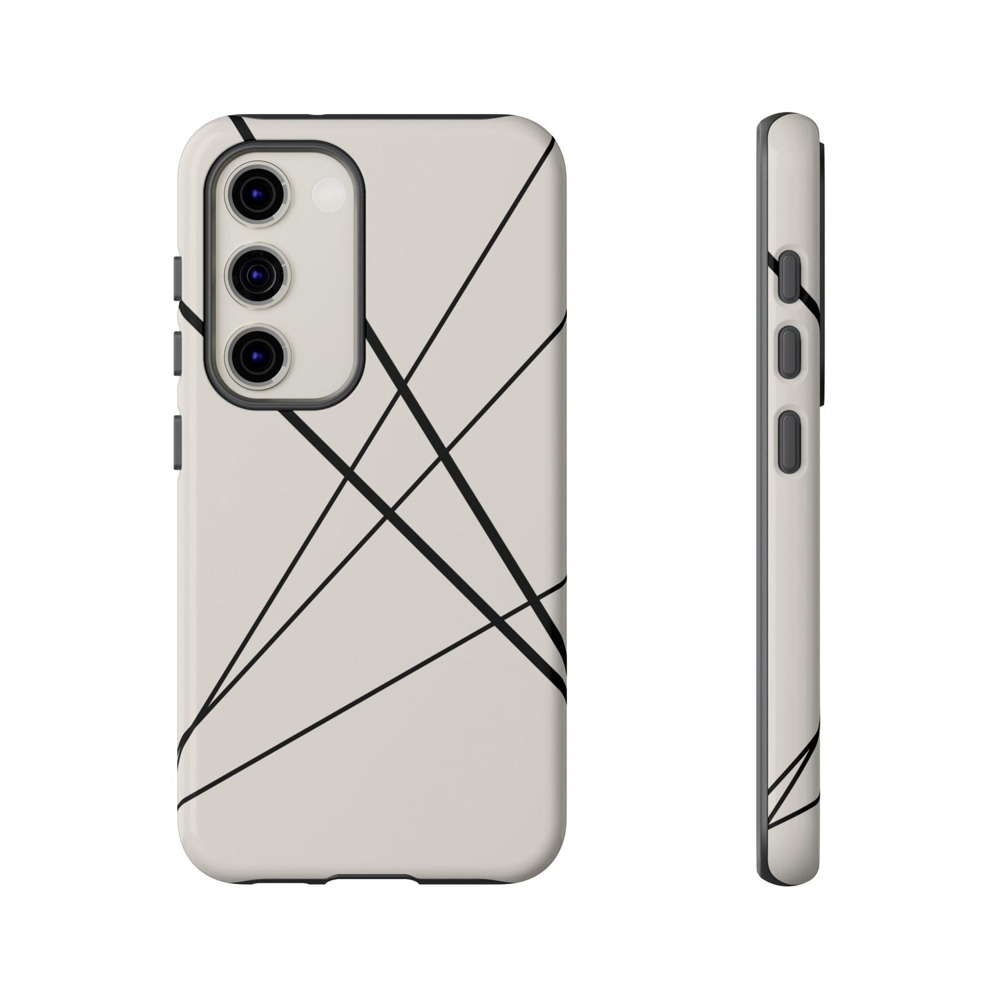 Samsung Galaxy S23 / Glossy Phone Case - Abstract White with Black Lines Phone Case
