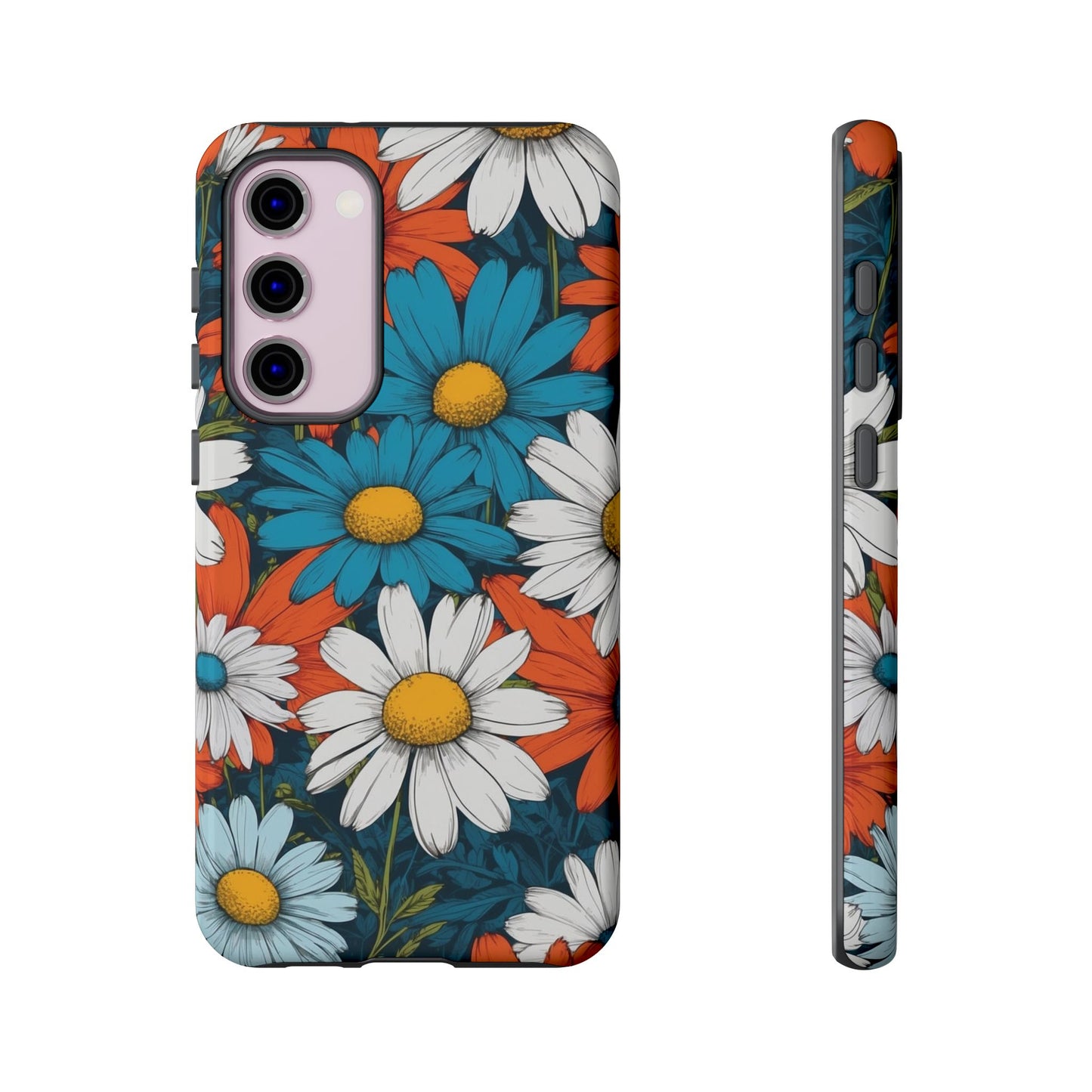 Samsung Galaxy S23 Plus / Glossy Phone Case - Pop Art Daisies Illustration ’Red & Blue’ Phone Case