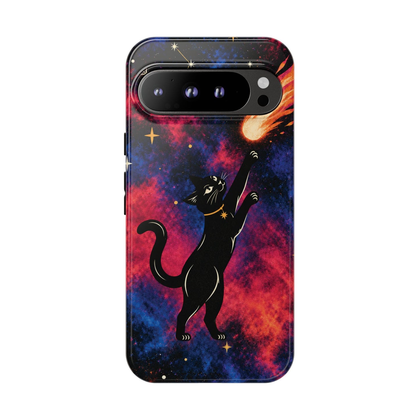Whimsical Multicolour Celestial Black Cat Phone Case
