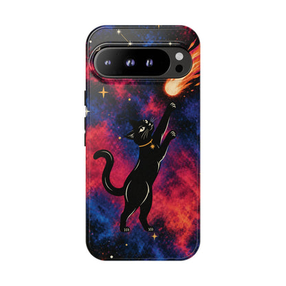 Whimsical Multicolour Celestial Black Cat Phone Case