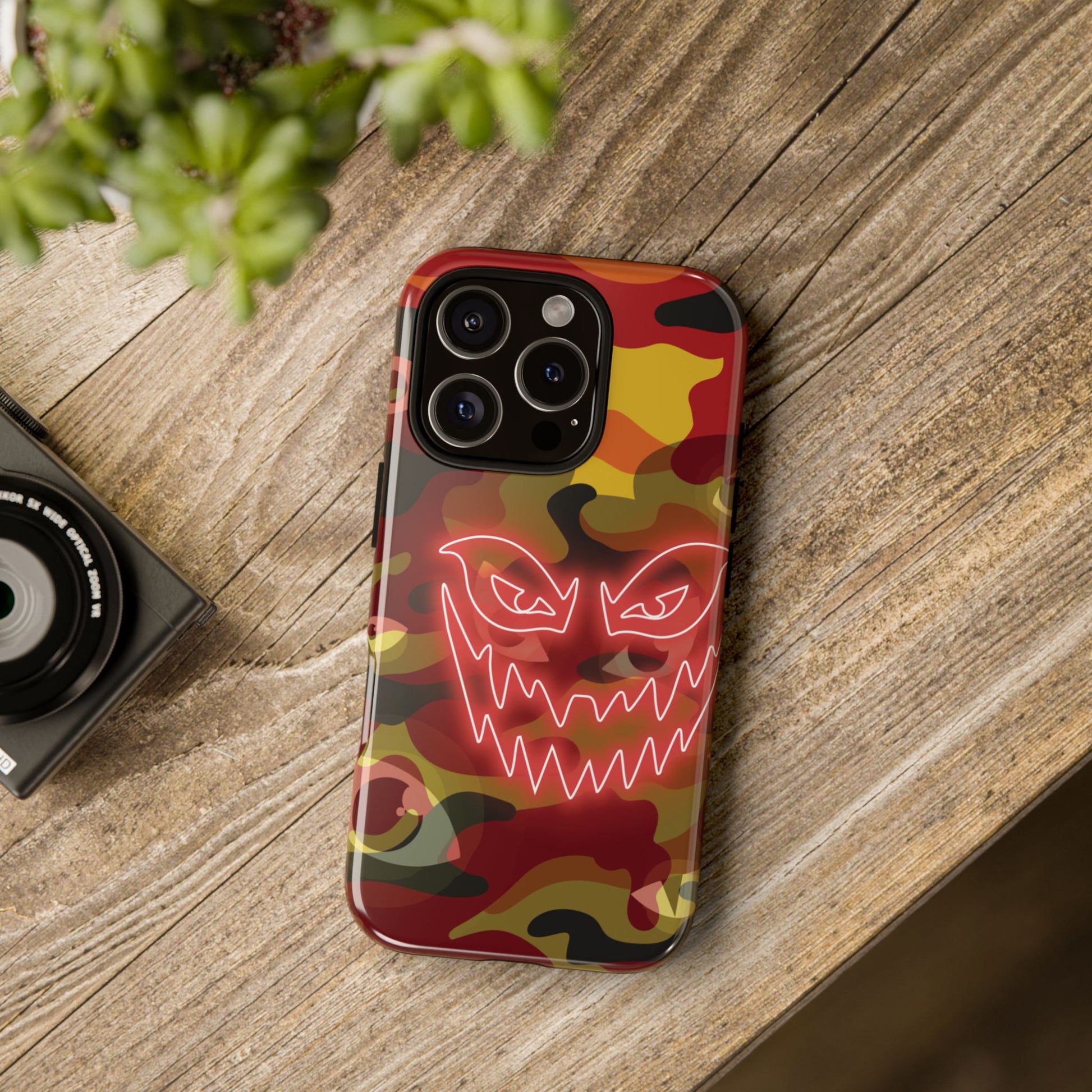 Inferno Neon Face Camo Phone Case - Red Phone Case