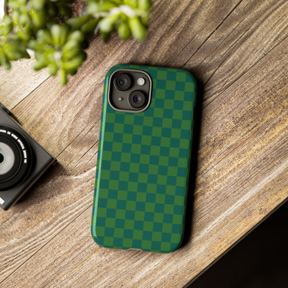 Bold Green Small Checked Pattern Phone Case - Green Phone Case
