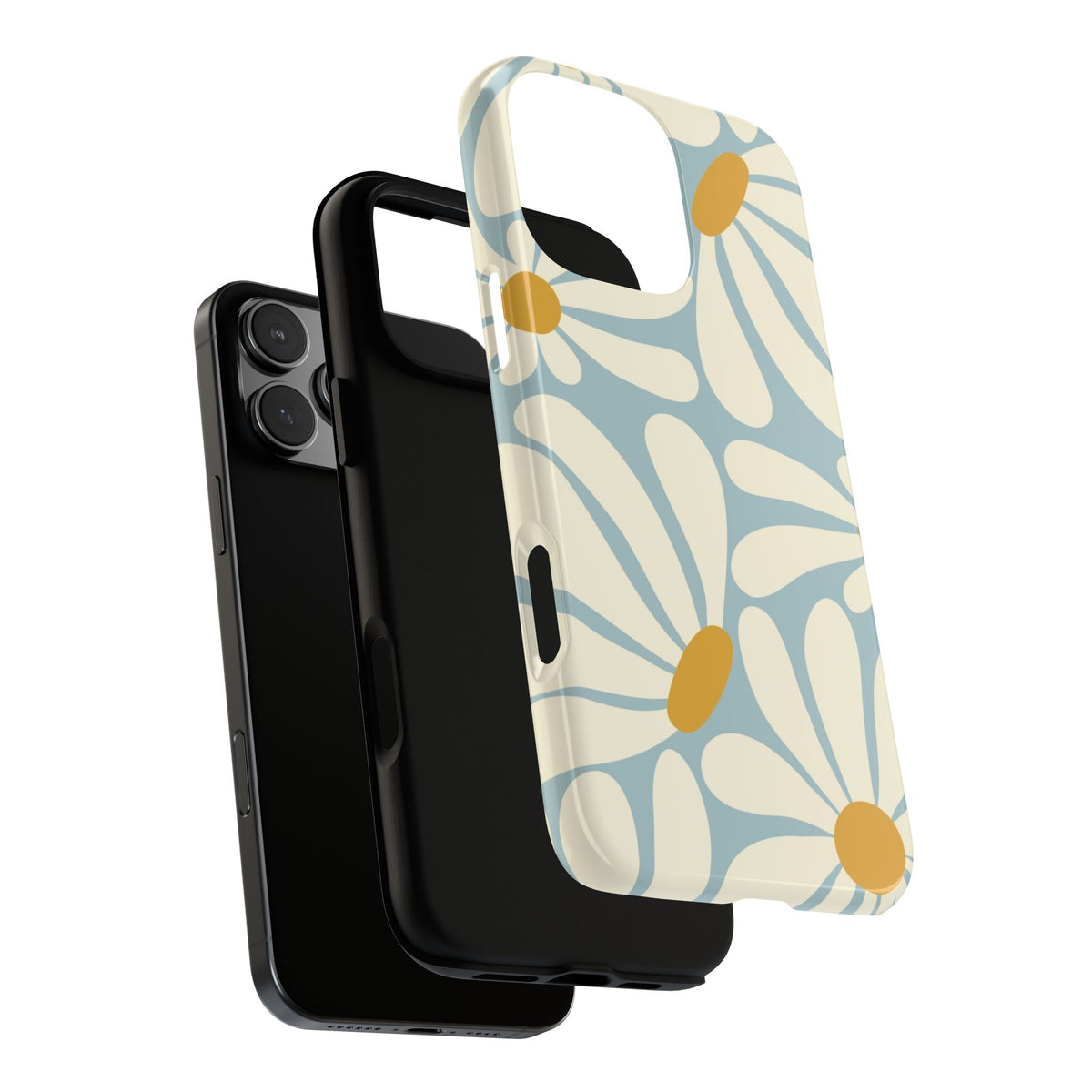 Retro Light Blue Daisy Pattern Phone Case - Blue Phone Case