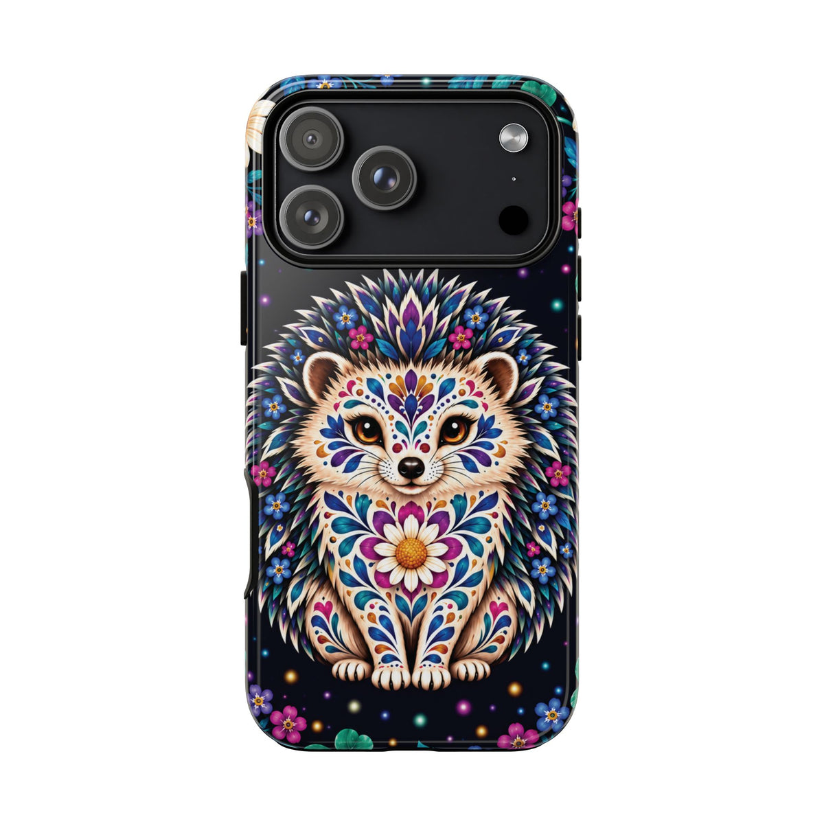 Vibrant Purple and Teal Calavera Hedgehog Phone Case - Multicolor Phone Case - iPhone 17 Pro Max / Glossy