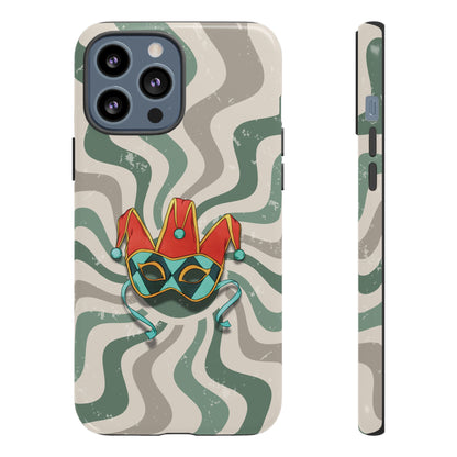 iPhone 13 Pro Max / Glossy Phone Case - Venetian Jester Mask – Green Retro Soft Revival Phone Case